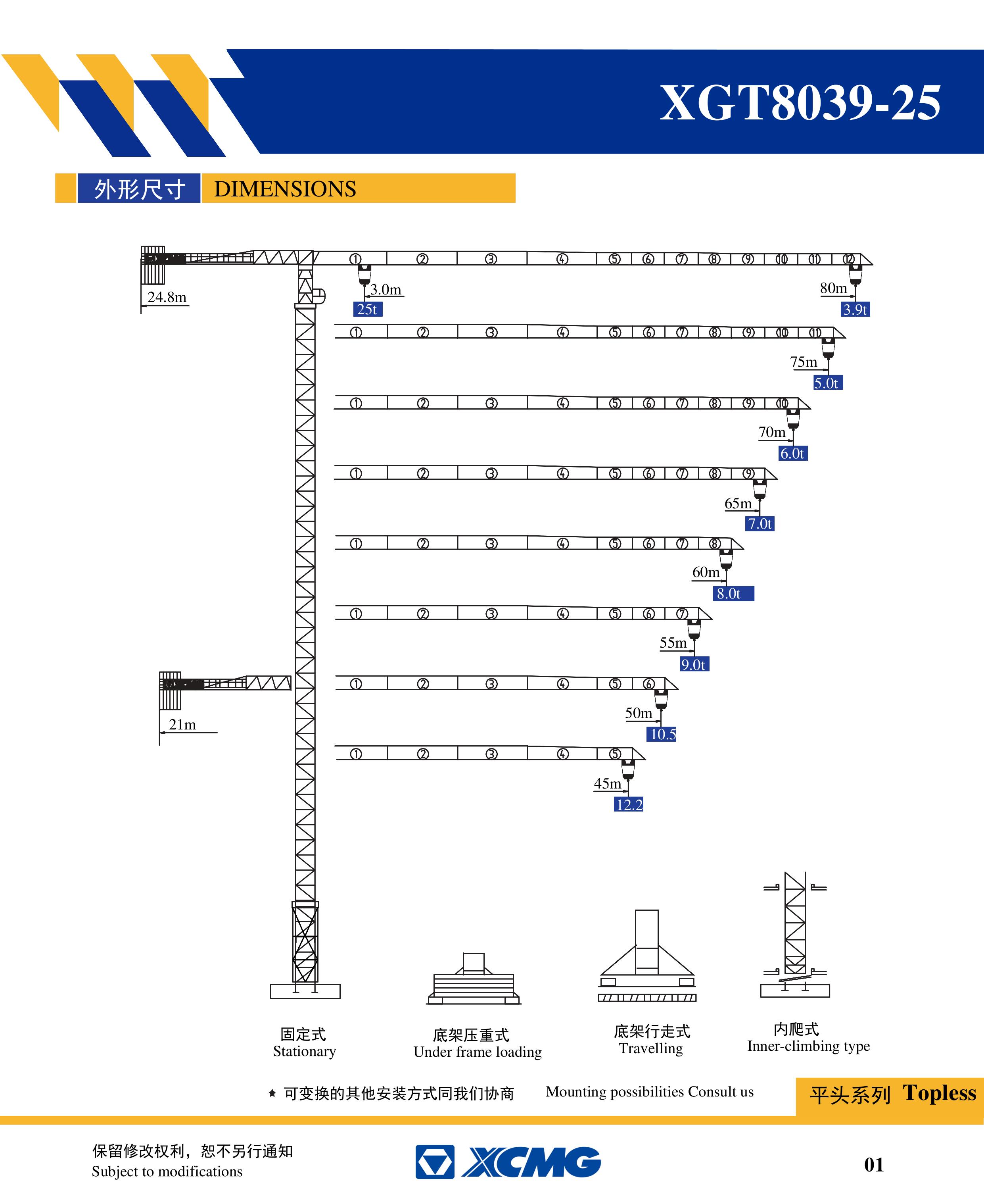 徐工集团XGT8039-25平头塔式起重机